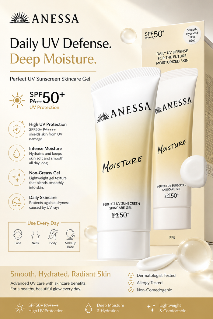 Shiseido Anessa Moisture Perfect UV Sunscreen Skincare Gel SPF50+ PA++++ 90g