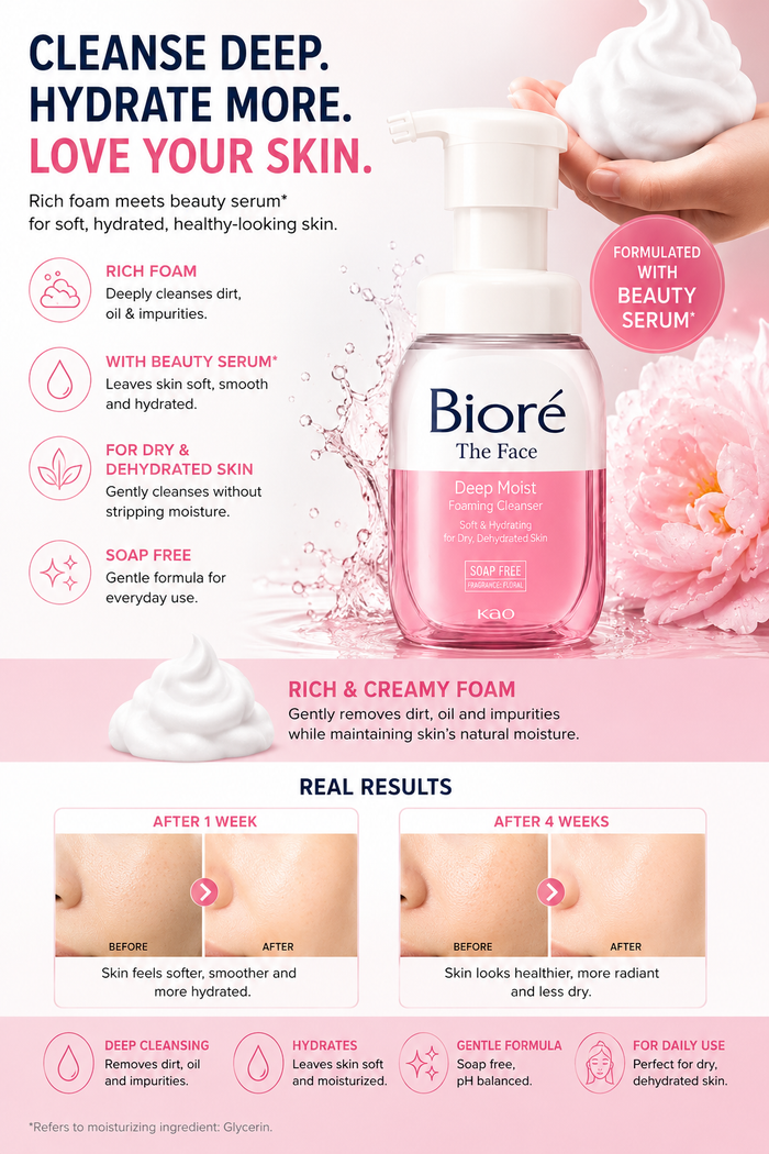 Biore The Face Bubble Face Wash Deep Moist 200ml