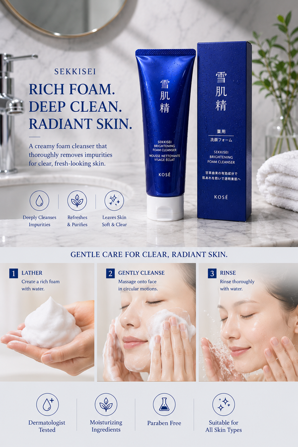 KOSÉ SEKKISEI Brightening Foam Cleanser – Japanese Facial Cleanser