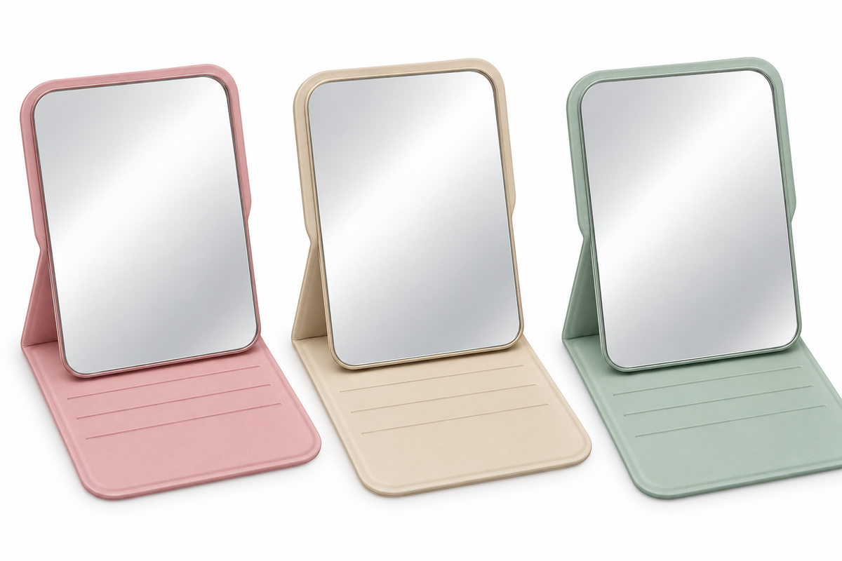 Foldable Portable Makeup Mirror – Adjustable Travel Vanity Mirror with Stand