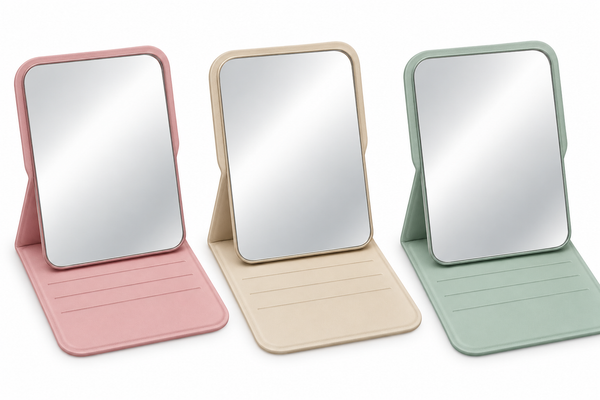 Foldable Portable Makeup Mirror – Adjustable Travel Vanity Mirror with Stand